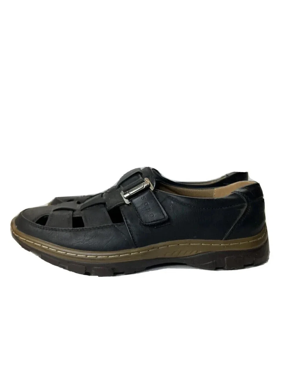 Solo Men Fisherman Sandals Black Leather - Size 9.5 Good Condition!
